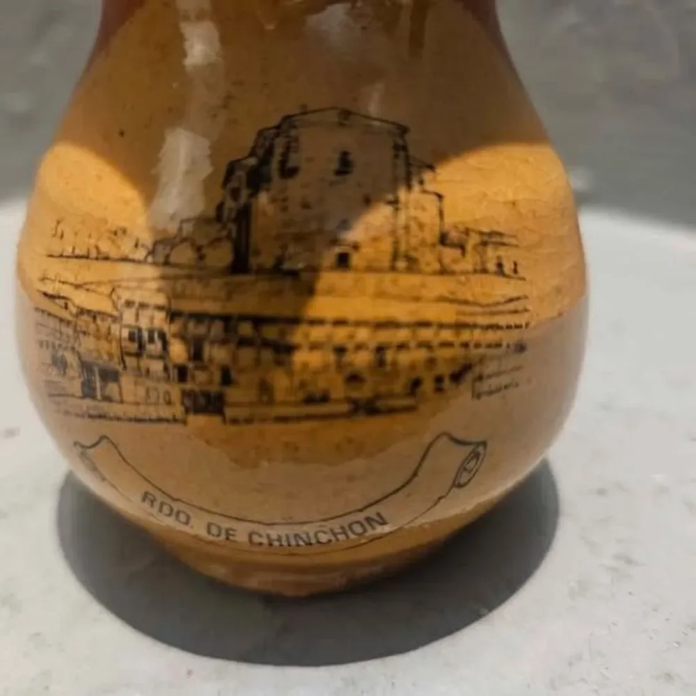 Miniature Spanish Glazed Pottery Water Jug Souvenir 3.5